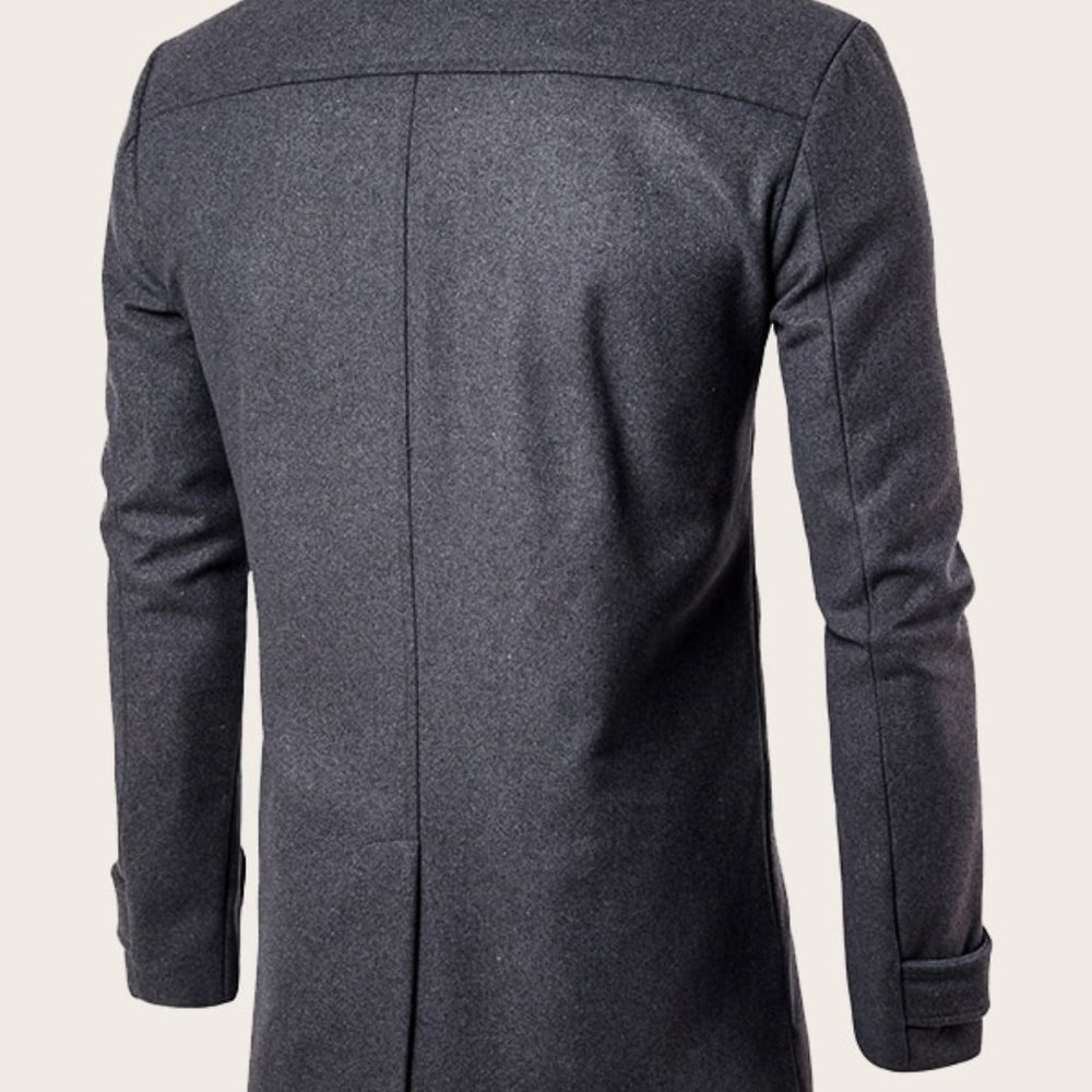 new Mens double breasted lined coat grey - Picture 2 of 3